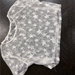 SHEIN Sheer White Star Pattern Tee